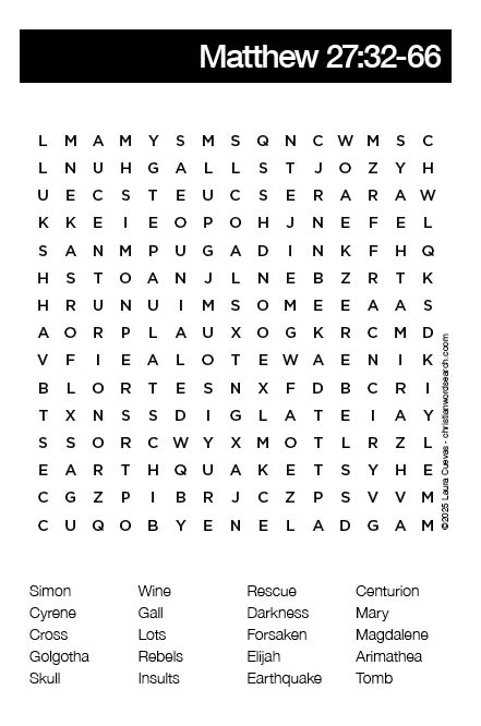 Matthew 27:32-66 Bible Word Search Puzzle The Word Seeker, Christian Word Search Puzzle, Bible, Matthew 27:32-66, Bible Word Search for Adults